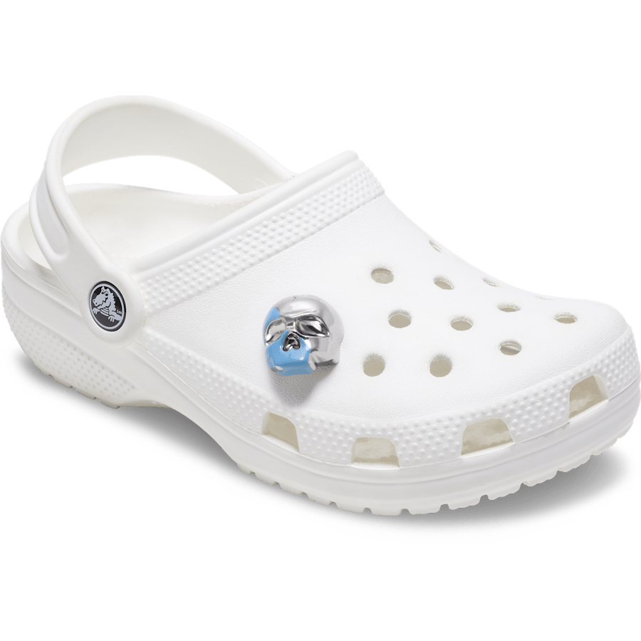 Women / Men Crocs - Silver and Blue Enamel Skull Jibbitz™ charms