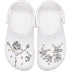 Crocs Silver Meta Floral 5 Pack Jibbitz™ charms Women|Men|Jibbitz™ Charms