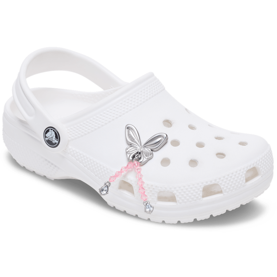 Women / Men Crocs - Silver Beaded Meta Butterfly Jibbitz™ charms
