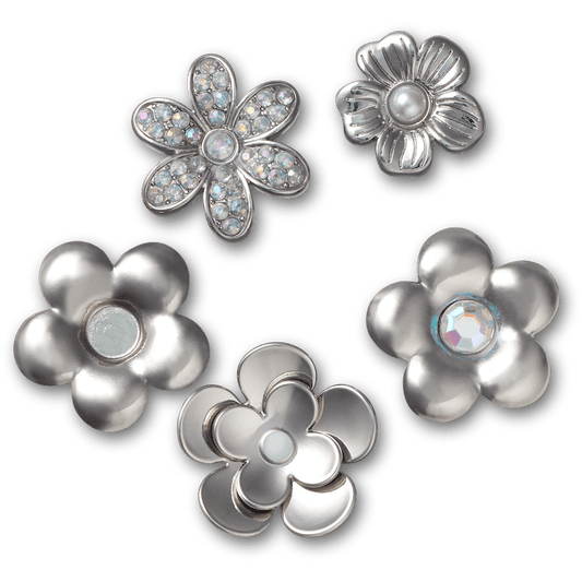 Women / Men Crocs - Monochrome Slvr Flwrs 5 Pack Jibbitz™ charms