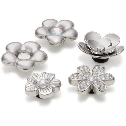 Women / Men Crocs - Monochrome Slvr Flwrs 5 Pack Jibbitz™ charms