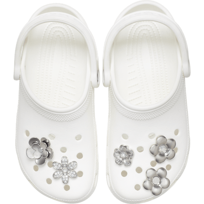 Women / Men Crocs - Monochrome Slvr Flwrs 5 Pack Jibbitz™ charms