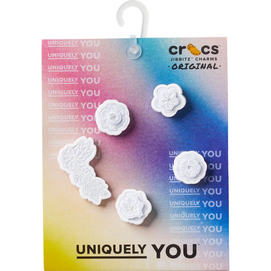 Women / Men Crocs - White Elegant Floral 5 Pack Jibbitz™ charms