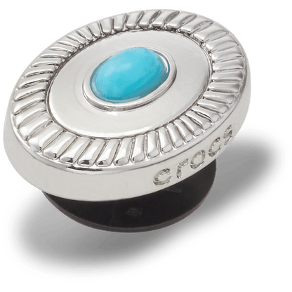 Women / Men Crocs - Silver Turquoise Emblem Jibbitz™ charms