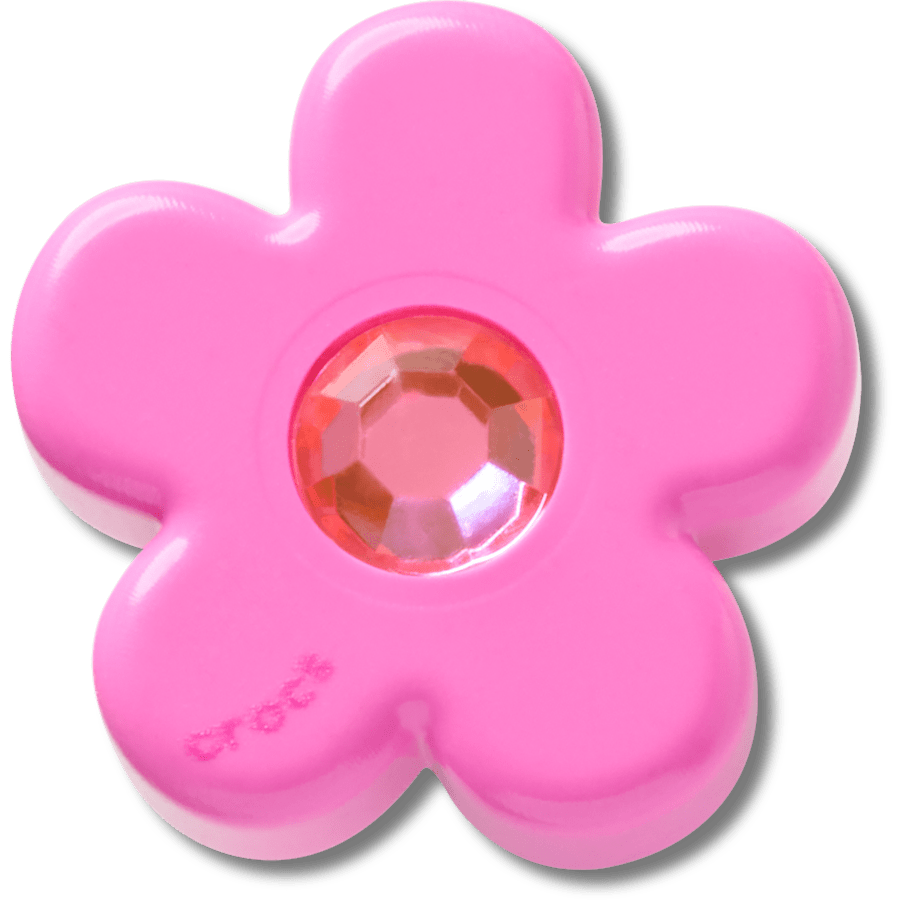 Women / Men Crocs - Bright Pink Flower With Gem Jibbitz™ charms
