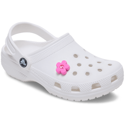 Women / Men Crocs - Bright Pink Flower With Gem Jibbitz™ charms
