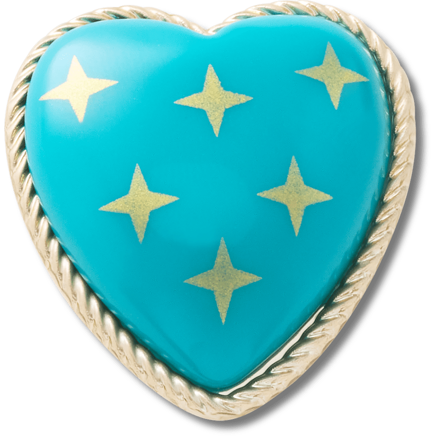 Women / Men Crocs - Turquoise and Gold Heart Jibbitz™ charms