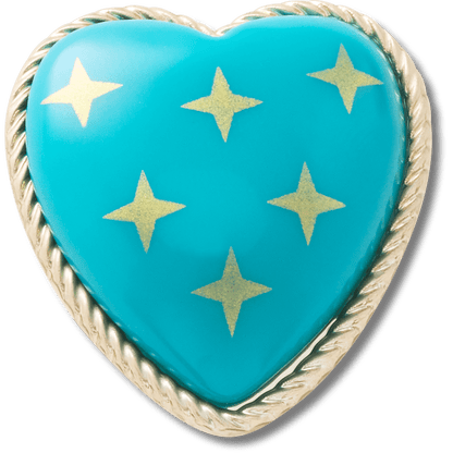 Women / Men Crocs - Turquoise and Gold Heart Jibbitz™ charms