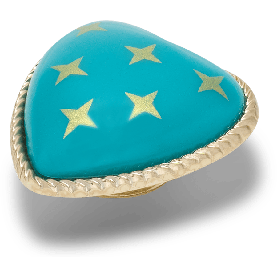Women / Men Crocs - Turquoise and Gold Heart Jibbitz™ charms