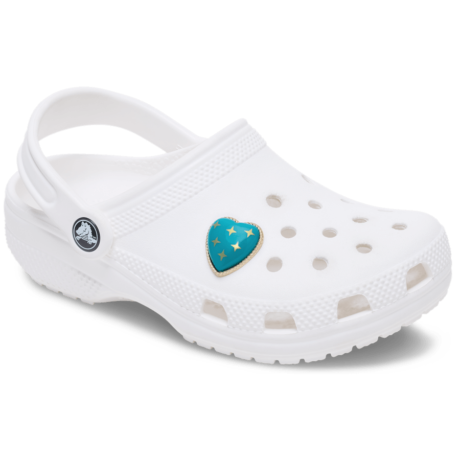 Women / Men Crocs - Turquoise and Gold Heart Jibbitz™ charms