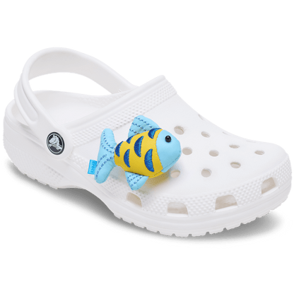 Women / Men Crocs - Blue and Gold Sparkle Fish Jibbitz™ charms