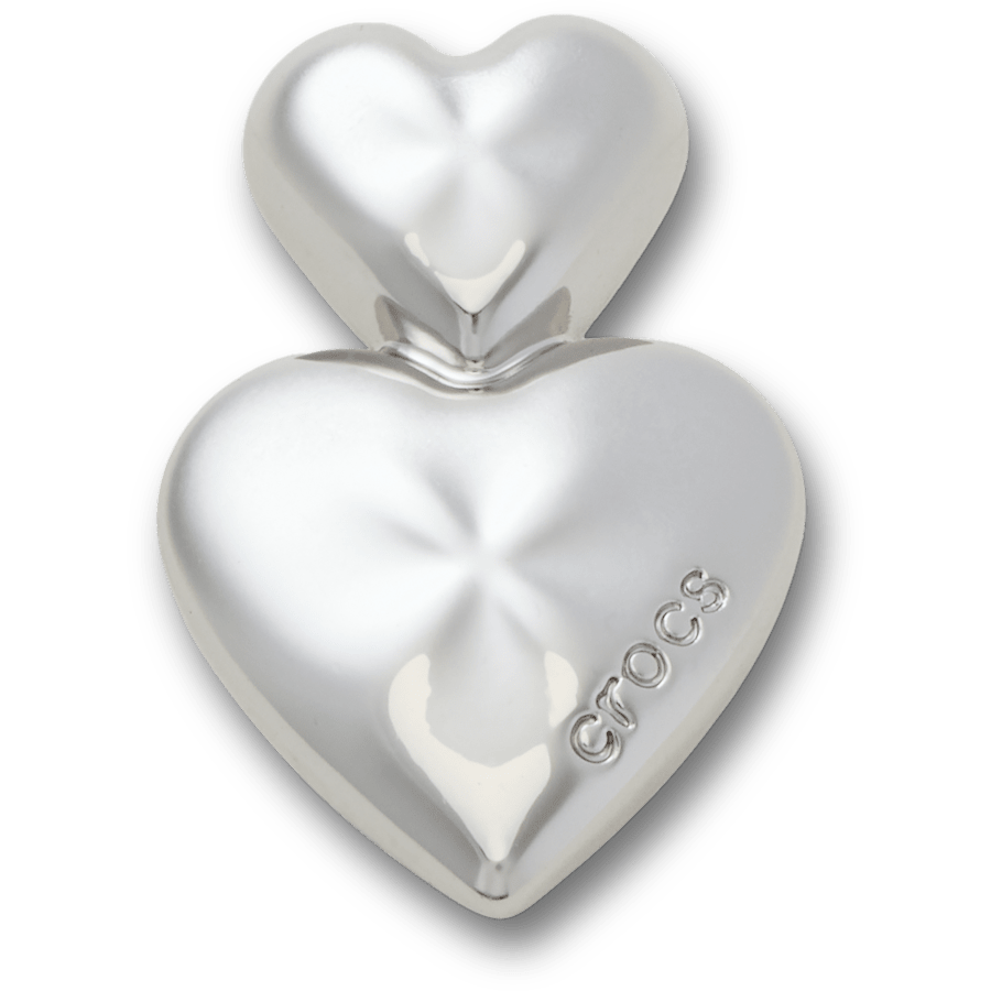 Women / Men Crocs - Silver Double Heart Jibbitz™ charms
