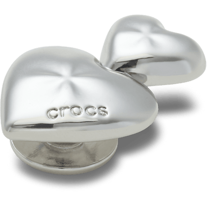 Women / Men Crocs - Silver Double Heart Jibbitz™ charms