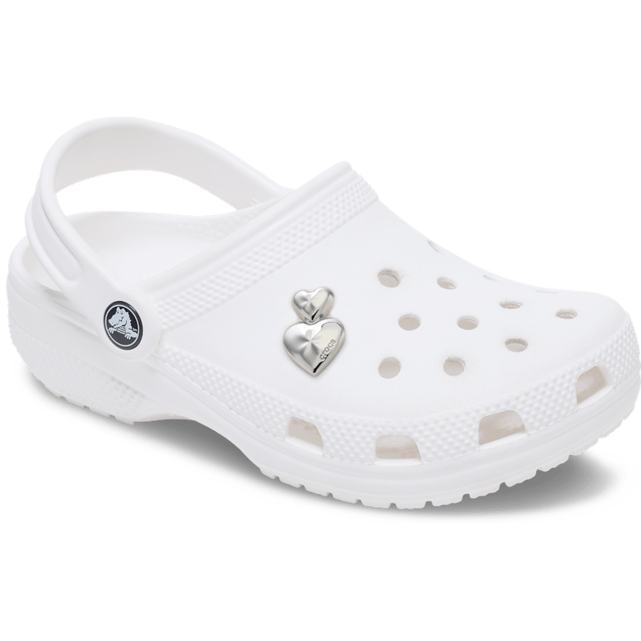 Women / Men Crocs - Silver Double Heart Jibbitz™ charms