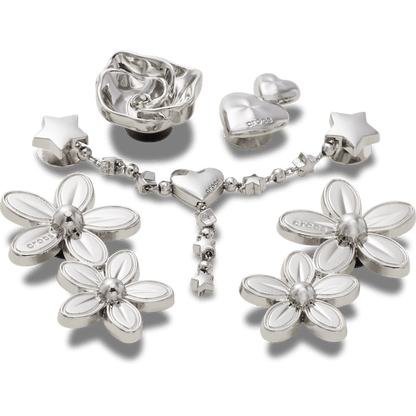 Women / Men Crocs - Silver Meta Floral 5 Pack Jibbitz™ charms