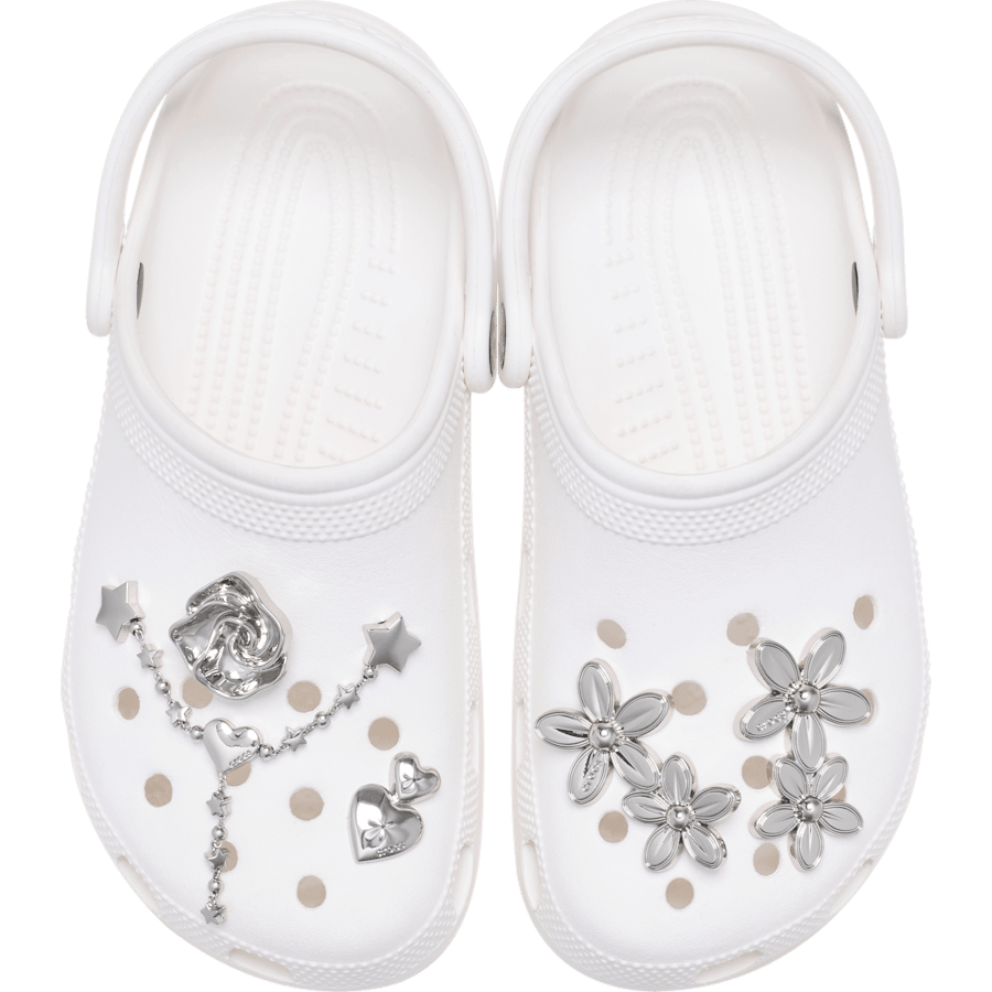 Women / Men Crocs - Silver Meta Floral 5 Pack Jibbitz™ charms