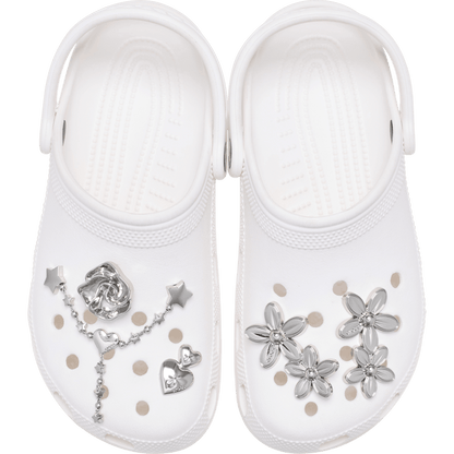 Women / Men Crocs - Silver Meta Floral 5 Pack Jibbitz™ charms