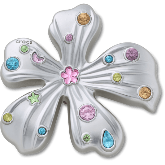 Women / Men Crocs - Silver Meta Gem Flower Jibbitz™ charms