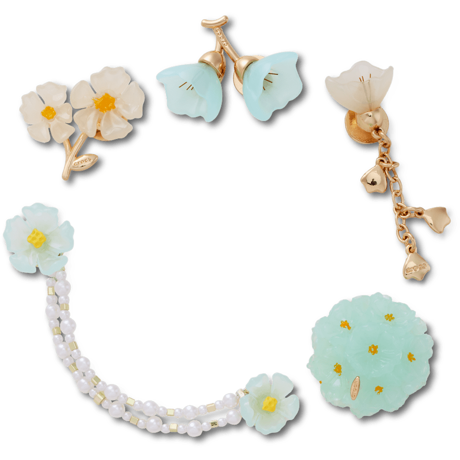 Women / Men Crocs - Blue Dainty Floral 5 Pack Jibbitz™ charms