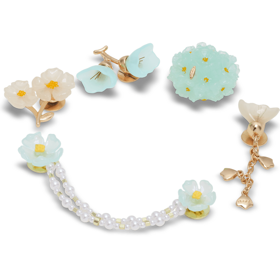 Women / Men Crocs - Blue Dainty Floral 5 Pack Jibbitz™ charms