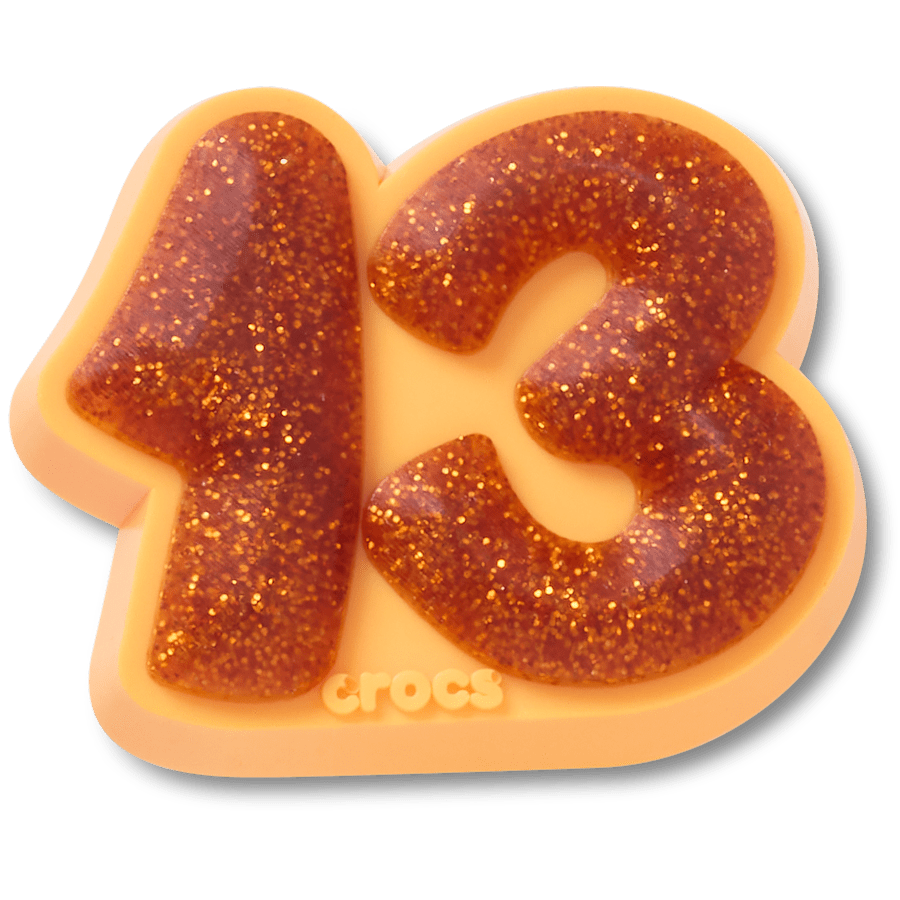 Women / Men Crocs - Orange Sparkly Number 13 Jibbitz™ charms
