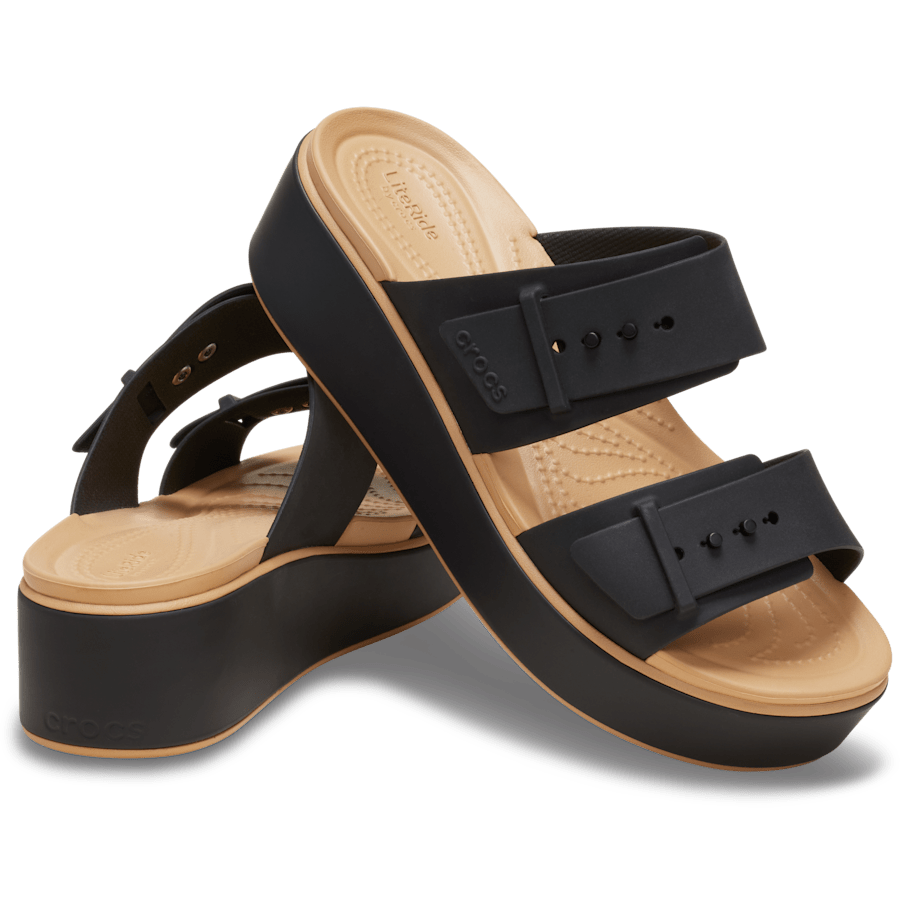 Women Crocs - Brooklyn Buckle Matte Wrap Low Wedge