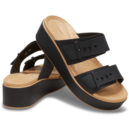 Women Crocs - Brooklyn Buckle Matte Wrap Low Wedge