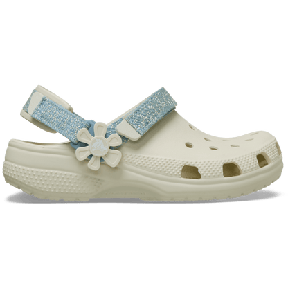 Kids Crocs - Kids’ Classic Denim Flower Adjustable Backstrap Clog