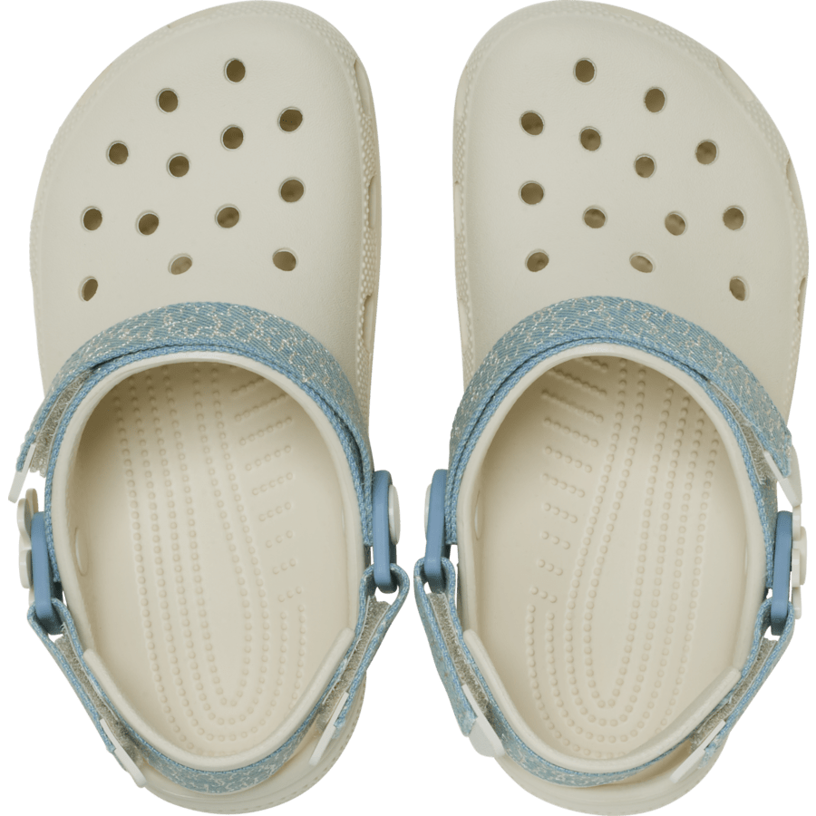 Kids Crocs - Kids’ Classic Denim Flower Adjustable Backstrap Clog