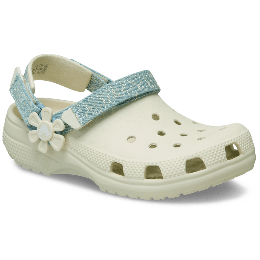 Kids Crocs - Kids’ Classic Denim Flower Adjustable Backstrap Clog