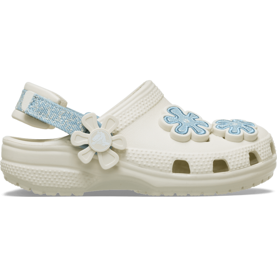 Kids Crocs - Toddler Classic Denim Flower Adjustable Backstrap Clog