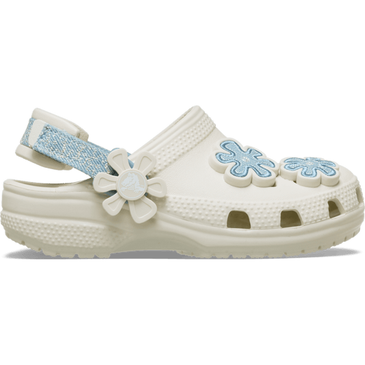 Kids Crocs - Toddler Classic Denim Flower Adjustable Backstrap Clog