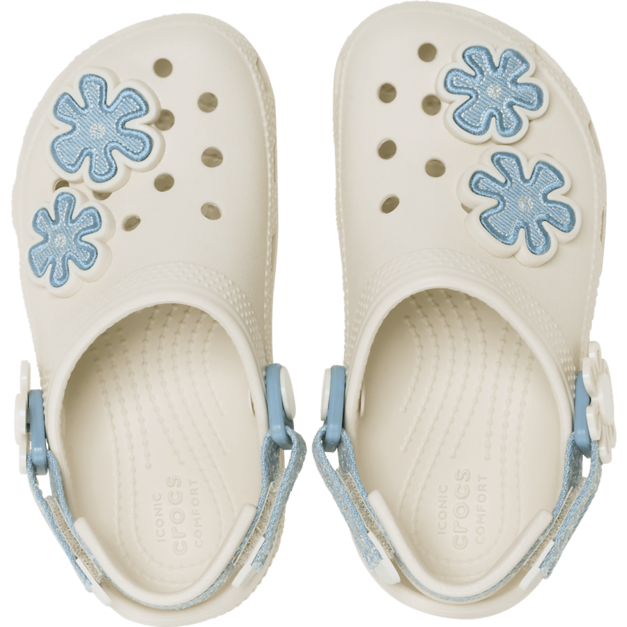 Kids Crocs - Toddler Classic Denim Flower Adjustable Backstrap Clog