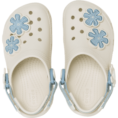 Kids Crocs - Toddler Classic Denim Flower Adjustable Backstrap Clog