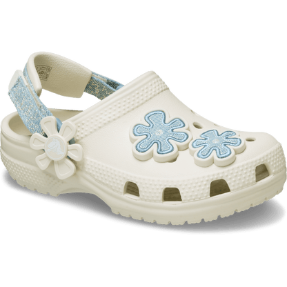 Kids Crocs - Toddler Classic Denim Flower Adjustable Backstrap Clog