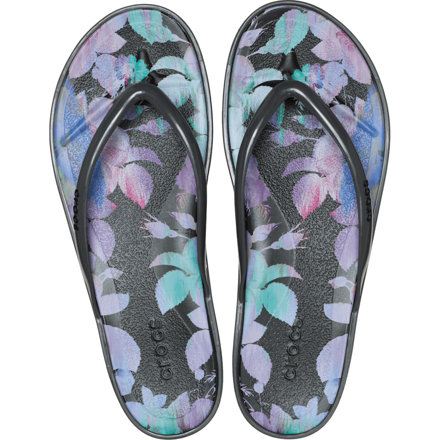 Women Crocs - Miami Round Toe Dark Floral Flip