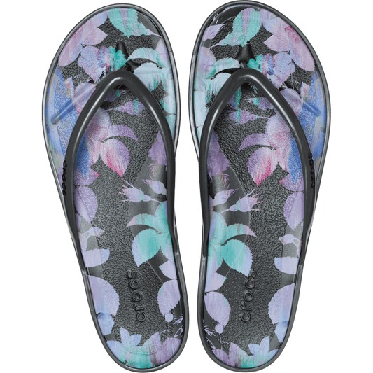Women Crocs - Miami Round Toe Dark Floral Flip