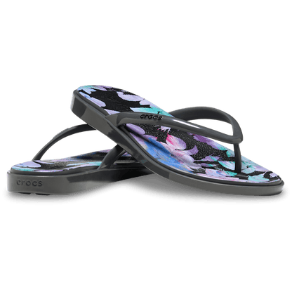 Women Crocs - Miami Round Toe Dark Floral Flip