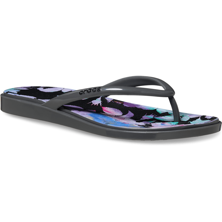 Women Crocs - Miami Round Toe Dark Floral Flip